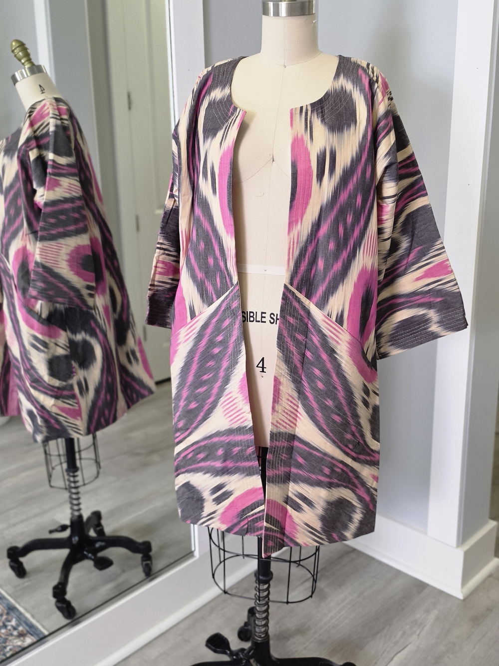 Vibrant Pink & Gray Ikat Shift Dress - Picture 2 of 2